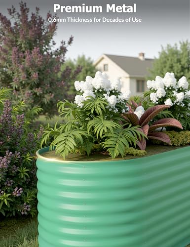 8x2x2ft Galvanized Raised Garden Bed - 24“ Tall Metal Planter Box for Vegetables, Flowers, Herbs, Rust-Resistant Outdoor Garden Box, Easy Assembly Raised Beds for Gardening, Green