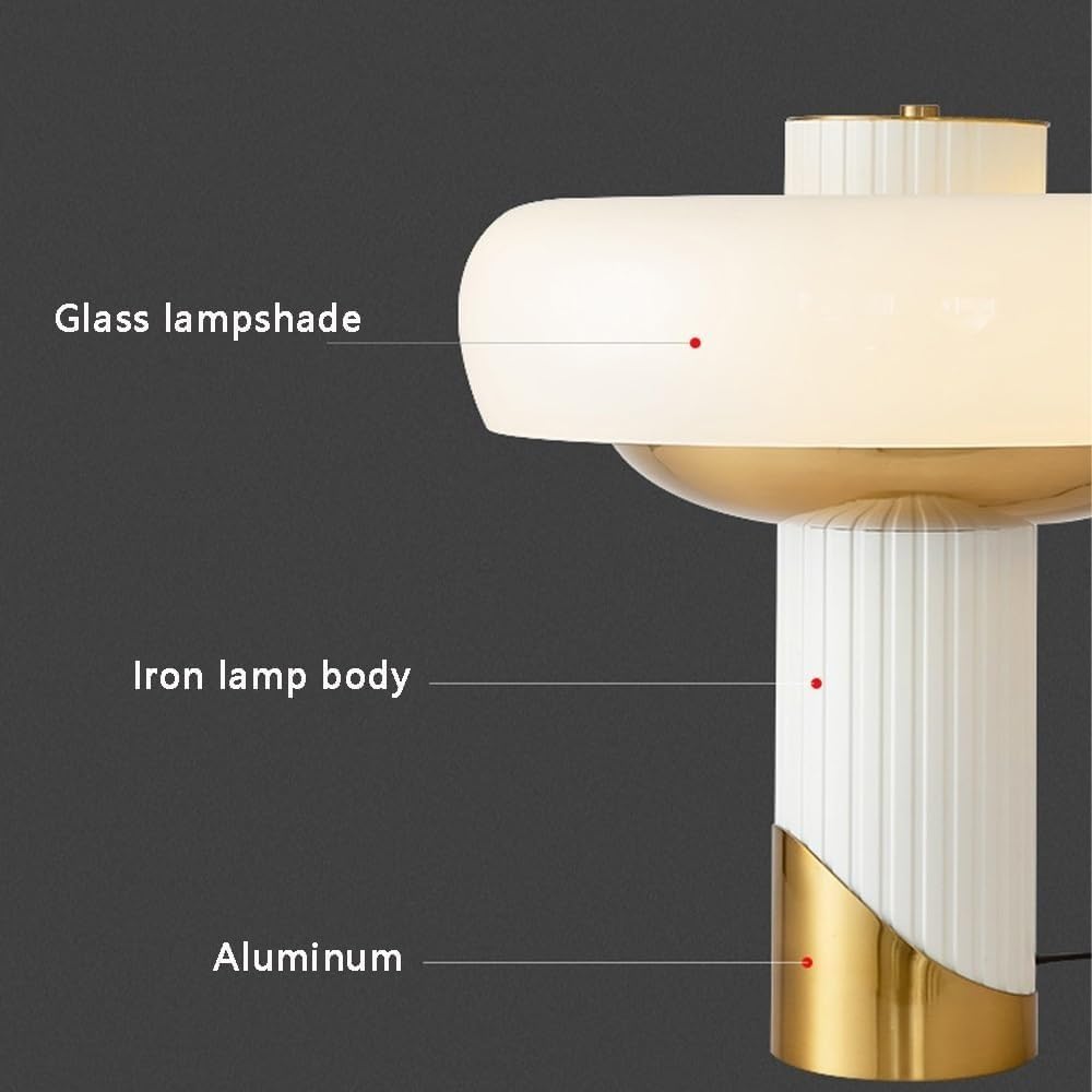 Lampade da tavolo E14, con paralume in vetro bianco latte, piccola lampada con funzione di protezione degli occhi, camera da letto con filo soggiorno