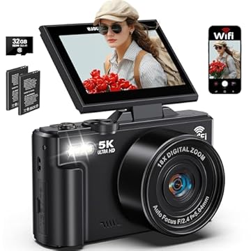 Câmera Digital, 5K 75MP, camera fotografica, transmissão Wi-Fi,foco automático,zoom digital de 18x,tela giratória de 180 graus,cartão SD de 32G,Flash,camera cybershot,vlog