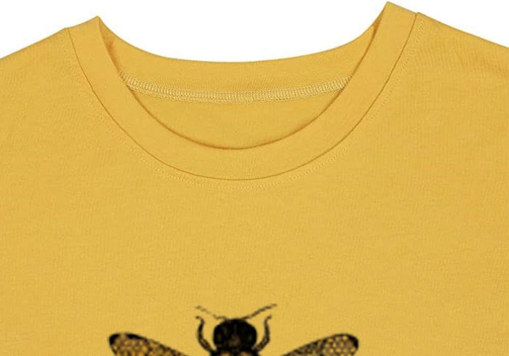 Bee Kind Tshirt Women Summer Short Sleeve Let It Bee Round Neck Funny Letter Graphic Casual Tee Shirt & Blouse - Image 3