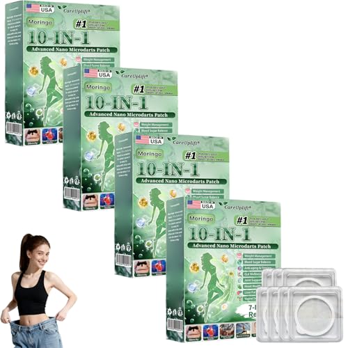 CareUplift Moringa Patches 2026 New Professional Moringa 10-in-1 Nano Microdarts Patch Natural Patches for Women and Men Suitable for All Skin Types (4 Boxes)