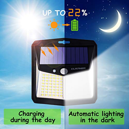 Solar Lights for Outdoor, Claoner 128 LED Motion Sensor Security Lights with 3 Lighting Modes IP65 Waterproof and Durable for Wall, 270° Angle for Yard Door Fence Pathway(4 Pack) - Image 3