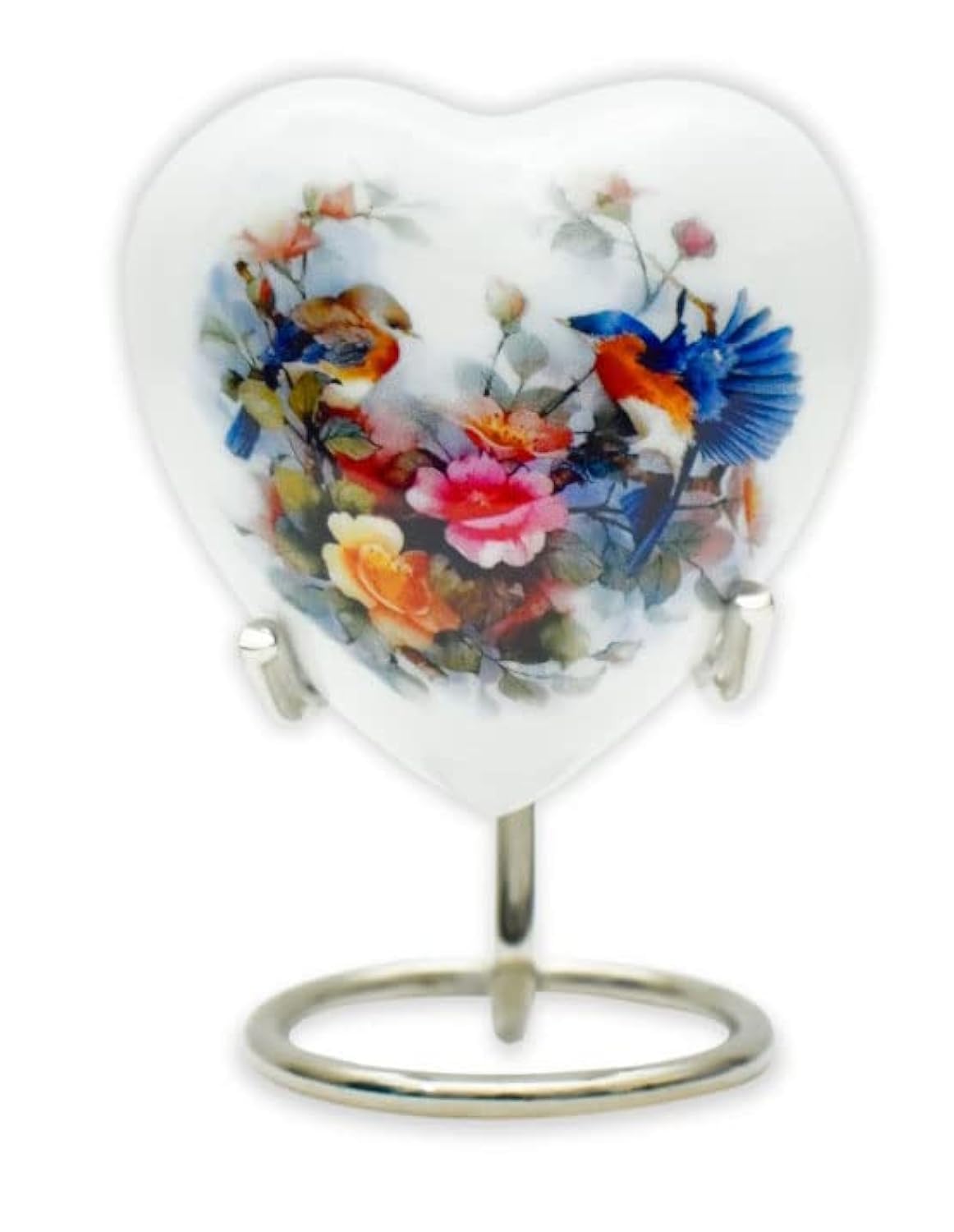 Bold & Divine Mini Heart Urn – Floral Bird Design Brass Keepsake For Ashes 2 thumbnail image