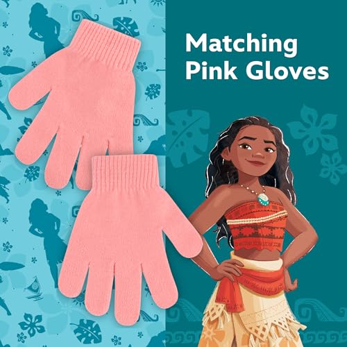 Disney Moana Beanie Hat and Gloves Set, Girls Cuffed Knit Cap with Pom and Matching Gloves, Multi, One Size4