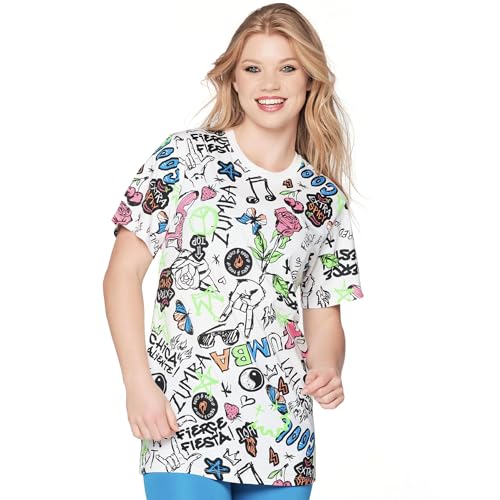 ZUMBA T-shirt da allenamento in cotone da donna, Indossalo Bianco 3, X-Large/XX-Large