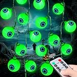 Halloween Decorations 30LED 17Ft Eyeball Halloween String Lights With Timer Remote Battery Operated 8 Modes Halloween Lights Halloween Indoor Outdoor Decorations For Home Garden Yard Halloween Décor