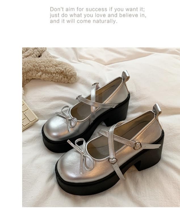 Cute Shoes for Teen Girls Y2K Summer Mary Janes Sandals with Bows Chunky Platform Fashion Kawaii Dressy Gifts for Women Daughter Granddaughter Back to School Rave Streetwear Parties Indoors Outdoors2