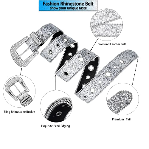 Western-Rhinestone-Belts for Womens/Mens Sparkly-Bling-Belt Cowgirl-Cowboy-Country Belts for Unisex 26-37''Waist2