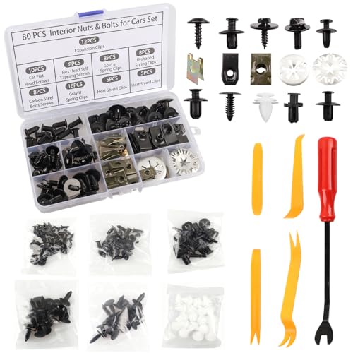 Lot de 185 vis de carrosserie + clips de fixation, clip de fixation en métal type U, pour voiture, écrou en tôle de voiture, kit de clips, vis pour...