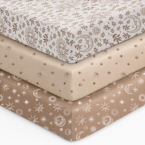 Unnivoll Baby Crib Sheets for Boys Girls, 28x52x8in Fitted Crib Sheet Neutral 3 Pack for Standard Crib and Toddler Mattress, Breathable Soft...