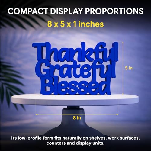 Image of Mad Masters Thankful Grateful Blessed Inspirational Desk Decor - Aesthetic Table, Shelf & Wall Showpiece for Home Office, Business. Vastu Friendly Gifting, Royal Blue (20.3 x 12.5 x 2.5 cm)