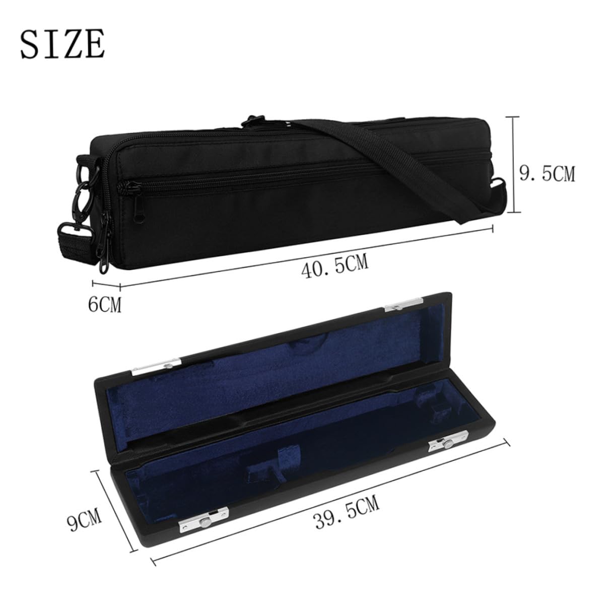 Tragbare Flötentasche Schwarz mit Metallreißverschluss aus Oxford Stoff und Innenrillen Design 16 loch Flötenaufbewahrungshalter für Outdoor Auftritte