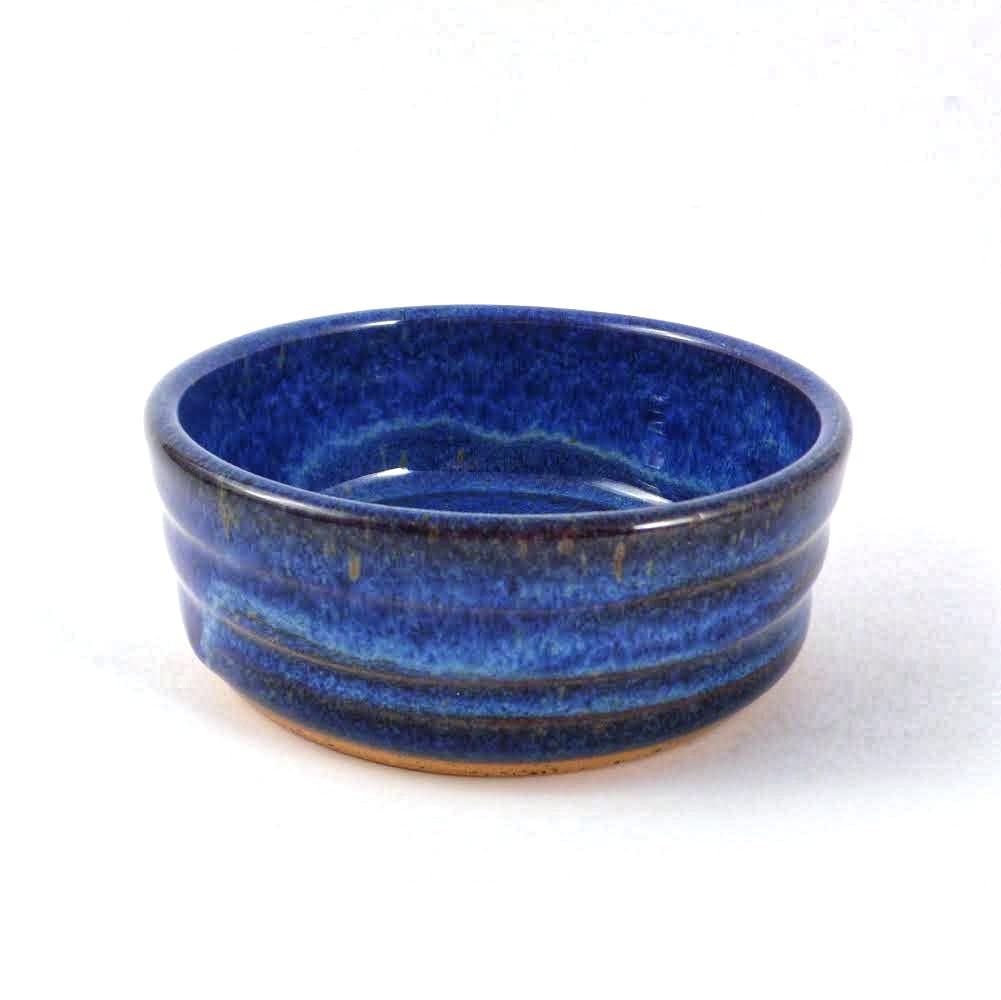 Blue Dog or Cat Food Bowl - Handmade Pottery Pet Dish