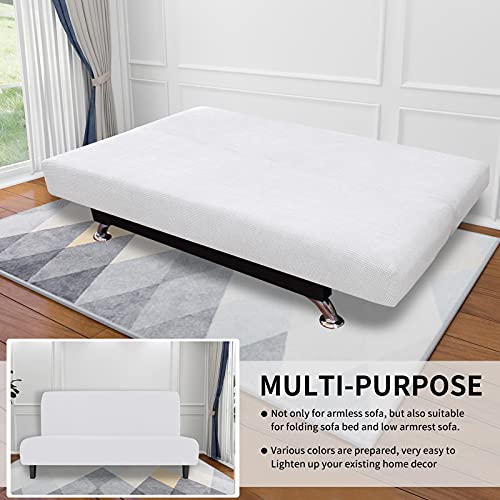 Image of Easy-Going Stretch Large Futon Slipcover Armless Futon Cover Snow White