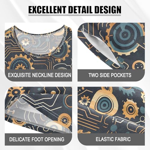 ALAZA Machinery Stylish Pajamas Set Short Sleeve Cotton Sleepwear Summer Pjs 2 Piece 5-14Y4