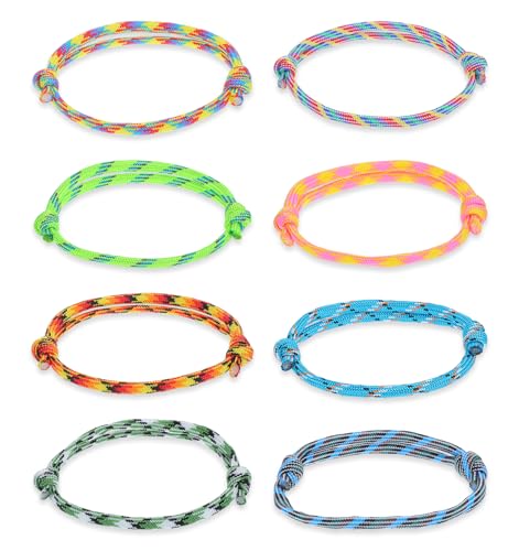 ValueBargain Juego de 24 pulseras de cuerda náutica para hombre, ajustables con...