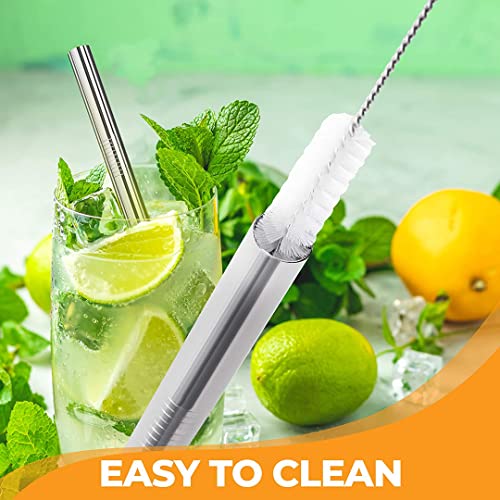 Image of 12 inch Stainless Steel Straws Replacement for Stanley Adventure Quencher 40 oz 30 oz Cup Tumbler, 4 Pack Metal Straws Reusable with Cleaning Brush for Stanley 40 oz & Simple Modern Tumbler with Handle