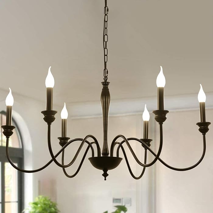 Buy Ganeed 6Light Farmhouse Chandeliers Black Classic Candle Ceiling