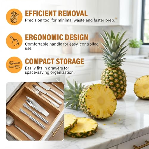 Image of 4Pcs Pineapple Eye Remover, Pineapple Cutter Tool for Home Kitchens and Outdoor Activities, Multifunctional Fruit Slicer Corer for Peel Peeler Pinapple Cut Kitchen Tools and Accessories
