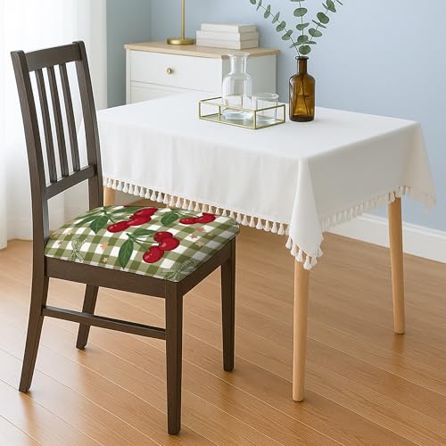 Lot de 6 housses de chaise de style ferme vert à carreaux