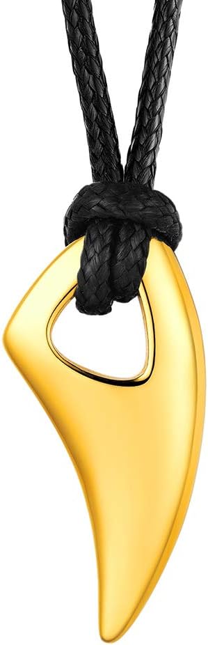 PROSTEEL Stainless Steel Pendant Necklace for Men Women, Cool Punk Shark Teeth Necklace, Cross Necklace, Star Of David Necklace, Black Leather Cord, Come Box