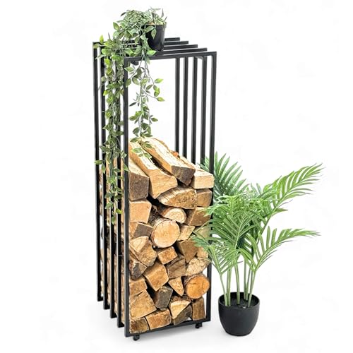 DanDiBo Kaminholzregal Innen Metall Schwarz Feuerholzregal Brennholzregal Kaminholzständer 96609 Kaminholzhalter
