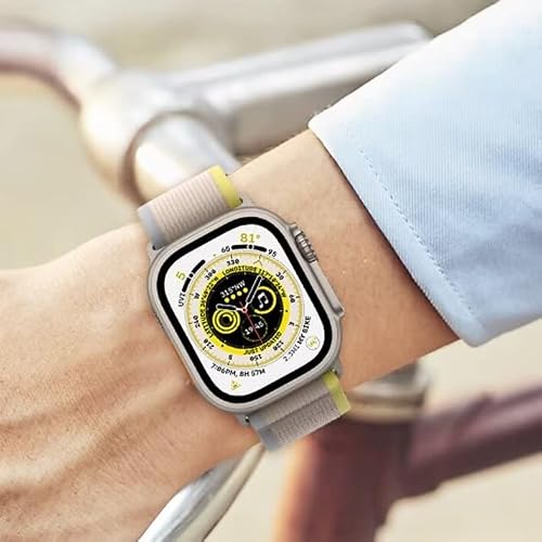 Trail Loop Compatible With Apple Watch Band Ultra 41Mm 40Mm 38Mm,Adjustable Nylon Sport Braided Woven Solo Strap For Iwatch Series 8/7/6/5/4/3/2/1/Se,Women Men,Yellow/Beige #TOP5