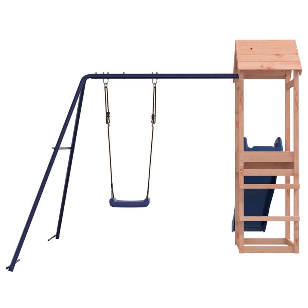 Wieża do zabawy z litego drewna daglezji ze zjeżdżalnią, huśtawką, piaskownicą i platformą 90 cm, zabawka ogrodowa dla dzieci w wieku od 3 do 8 lat, wytrzymała do ogrodu i na podwórko