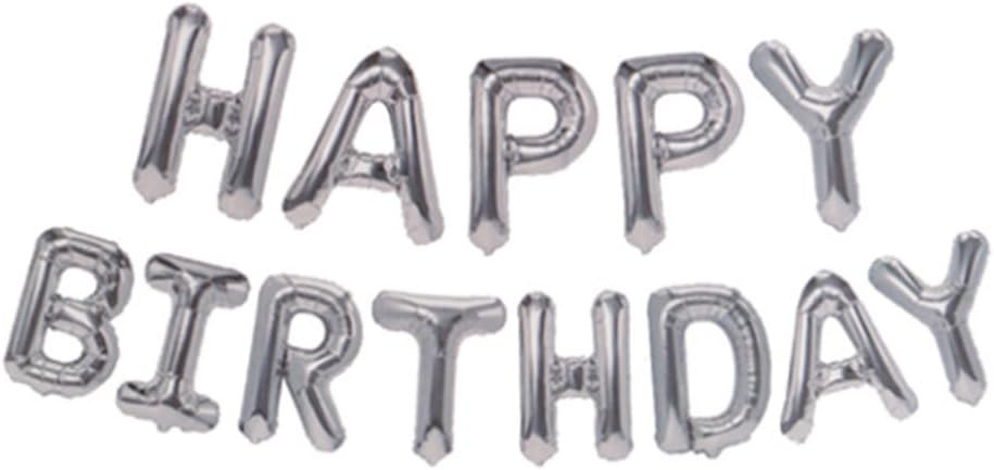 Mcolour Balloon Birthday Party 16 Inch Cute HAPPY BIRTHDAY Letters Foil Balloons (Silver Birthday Letter Balloons)