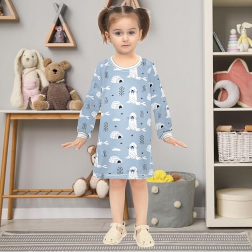 Girls Dresses Toddler Girl Clothes Cute Sea Lion Winter Casual Long Sleeve for Kids 2-8 Years2