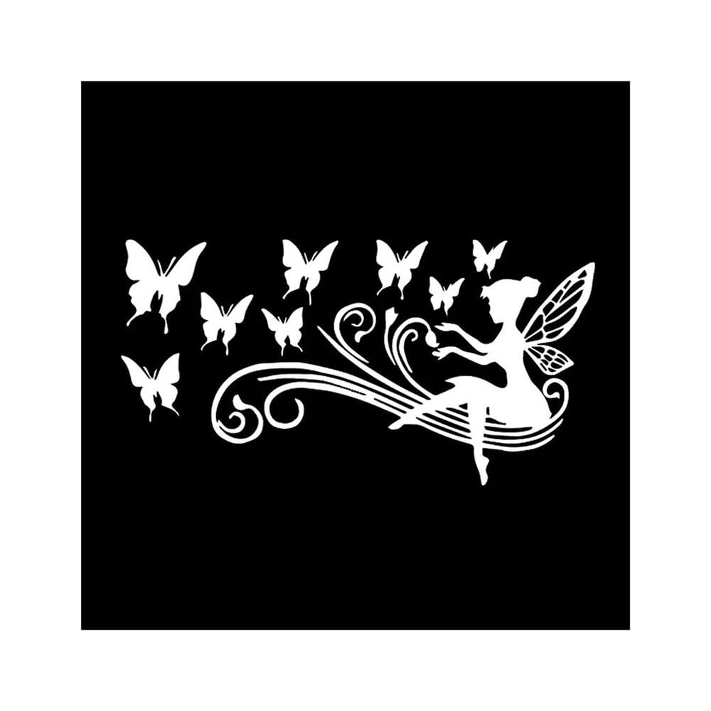 Fairy Butterfly Flower Car Sticker Automobiles Motorcycles Exterior Accessories Vinyl Decals(White,20cm X 10.4cm)