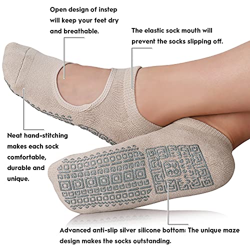Image of Non Slip Grip Yoga Socks for Women with Cushion for Pilates, Barre, Dance