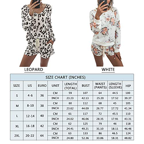 Prettygarden Women’s Tie Dye Printed Pajamas Set Long Sleeve Tops With Shorts Lounge Set Casual Two-Piece Sleepwear Leopard #TOP5