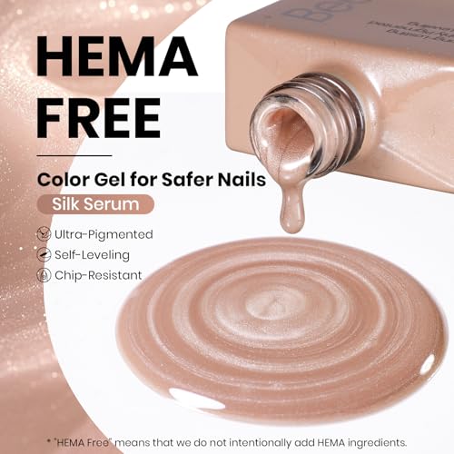 Image of Beetles Silk Serum Nude Cat Eye Gel Nail Polish - 15ML Full Size Nude Gel Polish Cat Base Color Glitter Magnetic Translucent Glassy Effect Soak Off UV French Nail Art DIY Manicure Gift for Women