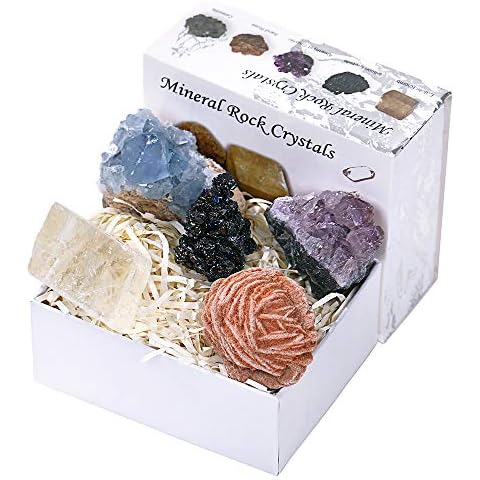 CXD-GEM Mineral Rock Crystals Gift Box Gemstone Healing Energy Stone Collection - Irregular Shape Stone Specimen(Set B) Cover