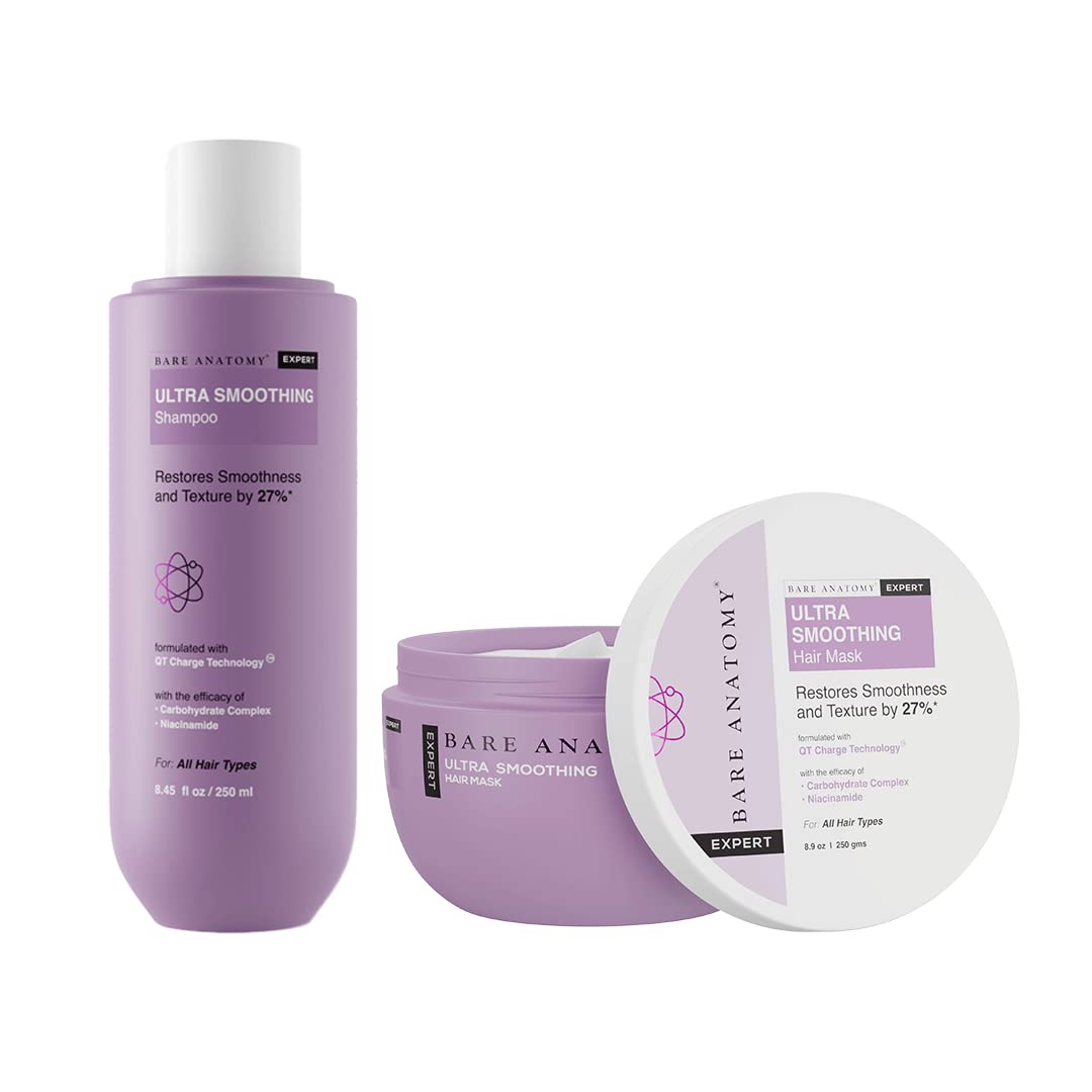 Ultra Smoothing Shampoo + Hair Mask Kit | Restores Smoothing & Texture by 27% | Carbohydrate Complex & Niacinamide | Dry & Frizzy Hair | Paraben & Sulphate Free | 250ml + 250g