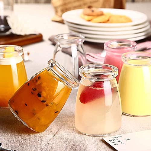 Image of SOLIGT Marve 6 pcs Glass Pudding Jar With Plastic Lid /Small Glass Bottles For Desserts /Yogurt Jar For Decorations Ideal for Jam, Honey, Wedding Favors