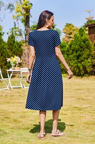 Image of Zeagoo Womens Summer Dresses Casual Aline Midi Dress Short Sleeve Floral Tshirt Dress Flowy Beach Sundresses with Pockets