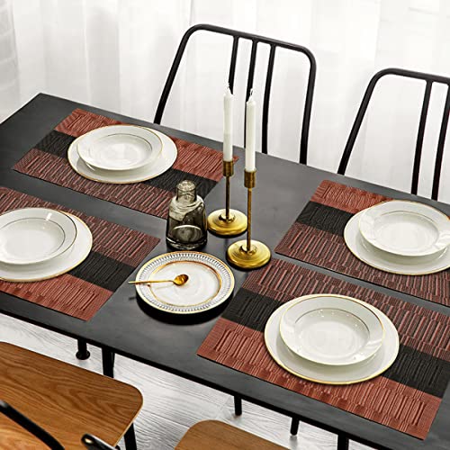 Placemats Set Of 6, Table Placemats, Heat Resistant Woven Placemats,Washable Pvc Place Mats, Woven Vinyl Placemats, Non-Slip Stain Resistant Kitchen Table Placemats Easy To Clean (Coffee-02) #TOP1