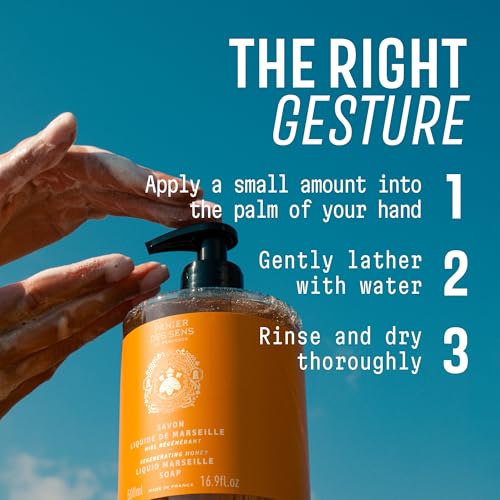 Image of Panier des Sens Honey Liquid Hand Soap, 16.9 fl oz | Premium French Liquid Hand Soap | Savon de Marseille Soap | 97% Natural Ingredients | Gentle Daily Cleansing