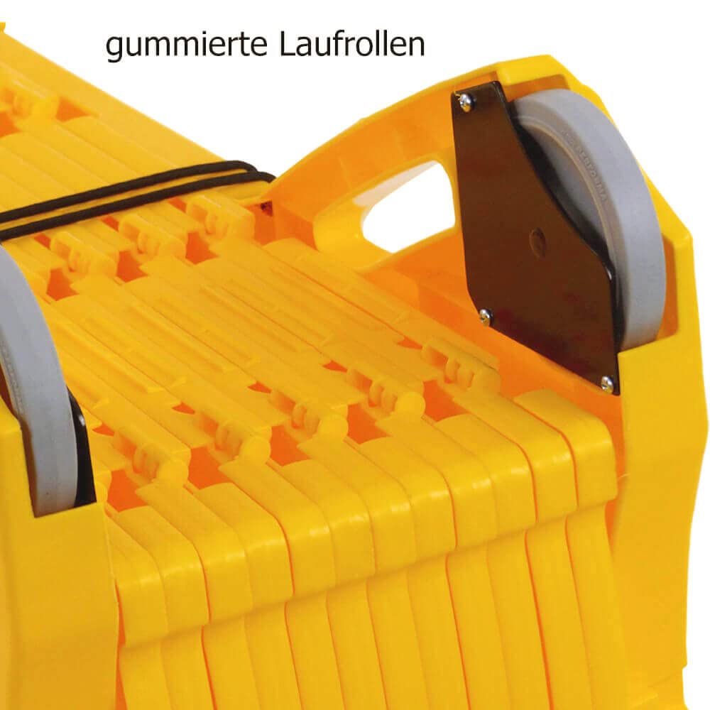 Mobiles Absperrsystem, gelb, 4 m lang, Kunststoff, 2 Rollen, faltbar aus Kunststoff, Art.-Nr. 609638 | Schrankenzaun | Absperrschranke | Absperrzaun