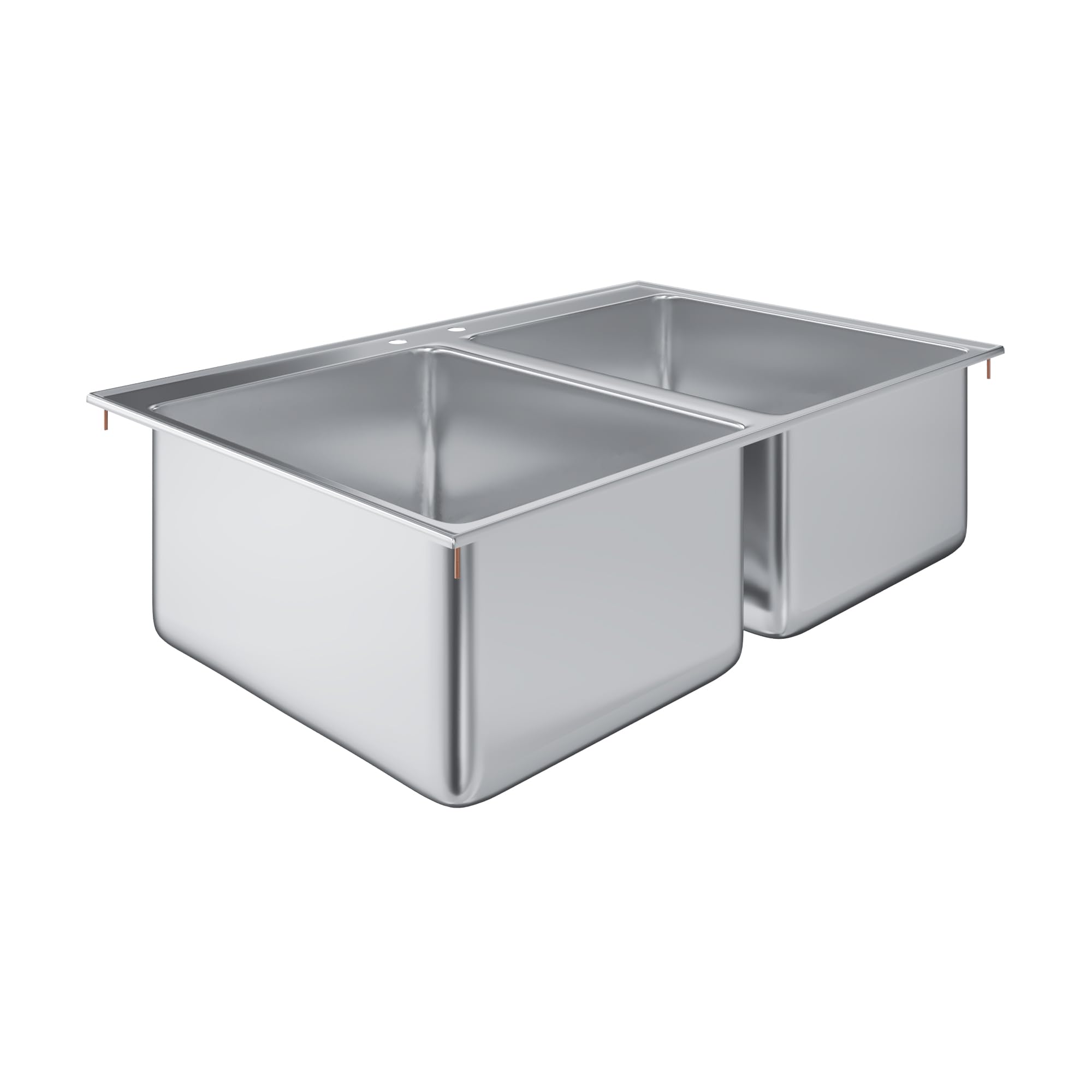 AmGood 2 Compartment Drop-In Sink - 36 x 24 in. Overall, 16 x 20 x 10 in. Bowls - NSF 18-Gauge 304 Stainless Steel Self-Rimming 2 Bay Sink | Bar, Food Truck &amp; Concession (No Faucet)