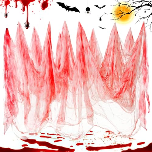 Wzone Paño de gasa para Halloween con falsificación, 215 x 500 cm (84 x 197 pulgadas) XXL para fiestas góticas, casa embrujada y decoración de Halloween