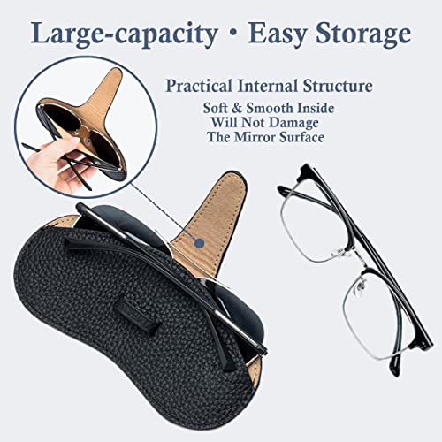 Portable Soft Genuine Leather Glasses Case, Slim Travel Sunglasses Pouch, Reading Glasses Case For Men Women (Black) #TOP2
