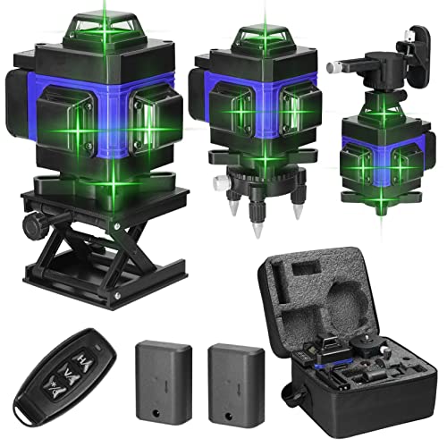 Mulcort Multifunktionales 4D 16 Linien Laser Level 3° Selbstnivellierende Maschine USB Wiederaufladbares Lithium Batterie Nivelliergerät mit vertikalen horizontalen Neigungslinien