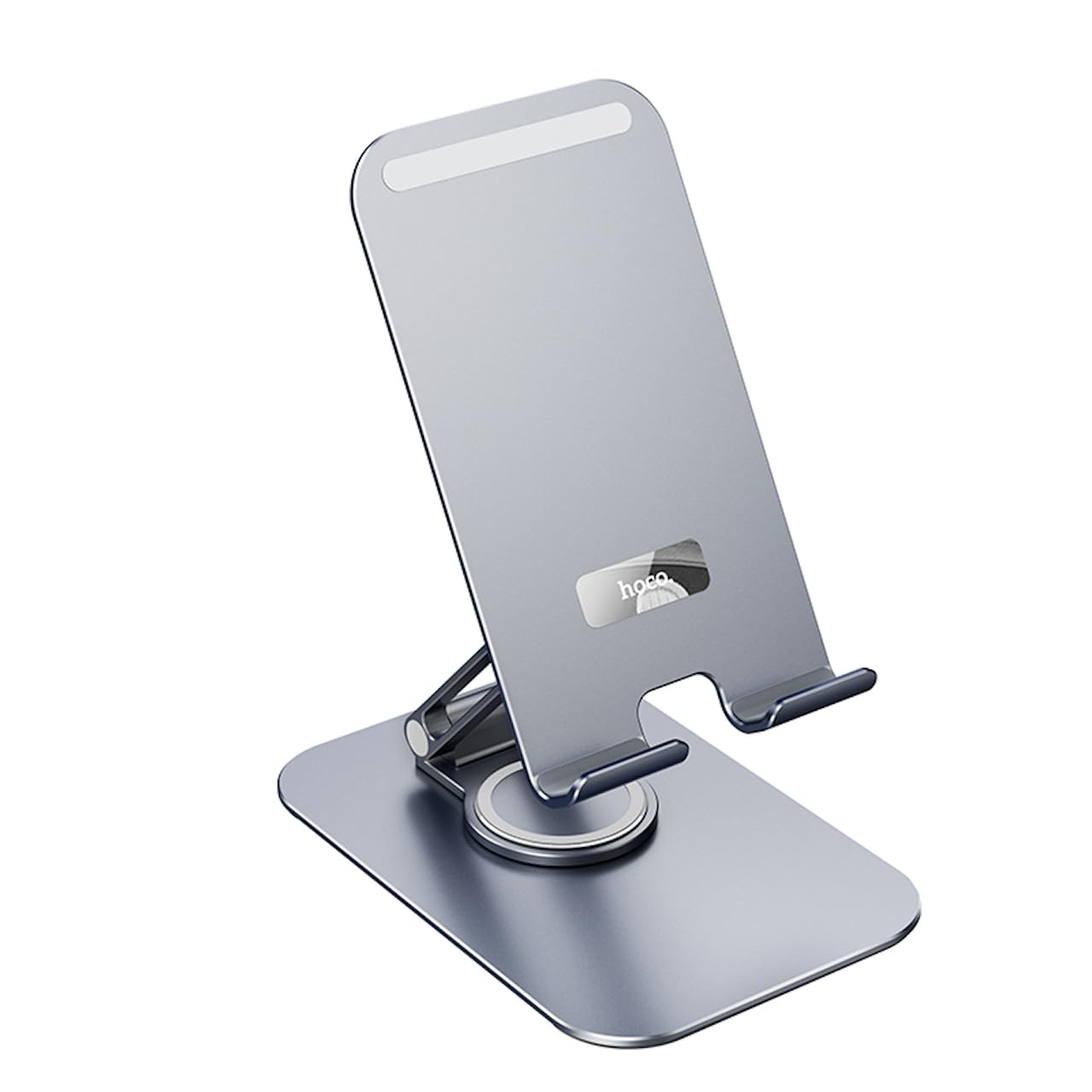 Hoco PH50 Plus - Ivey, Dual Axis Rotating Metal Tablet Desktop Holder, Suitable For 4.5-12.9 Inches Mobile Phones/Tablets, Applicable Scenarios: Online, Work Meetings, Live Broadcasts - Metal Grey