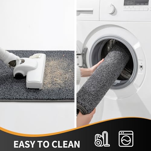 Mibao Fußmatte Innen 50 x 80 cm, Schmutzfangmatte für den Eingangsbereich, Türmatte, rutschfeste, Super Saugfähige Willkommen Matte Teppich für Haustür, Hintertür, Schuhe und Pfoten, Grau