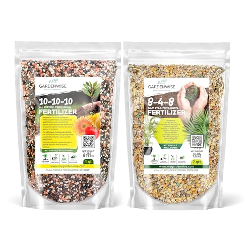 Fertilizante Gardenwise Granulado 10-10-10 y 8-4-8 para todo uso y palma miniatura 1