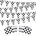 HEHALI 100ft Checkered Black and White Pennant Banner Racing Flags, and 10pcs Checkered Flags with Plastic Stick (8x5.5 Inch)