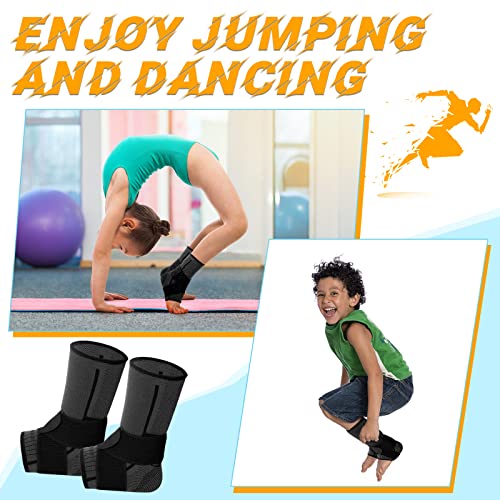 Image of Tarpop 1 Pair Ankle Brace for Kids Compression Ankle Sleeves Adjustable Foot Support Brace Elastic Guard for Children Boys Girls Sports Running Jogging Dance Fitness Gymnastics(Black,Small)